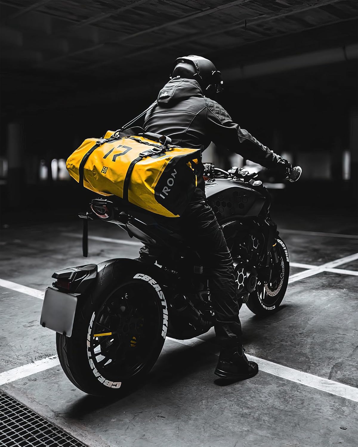 BORLENI Waterproof Motorcycle Dry Duffel Bag Luggage Tail Bag with Large Storage Space,Roll Top Closure, Shoulder Straps, Inner Pocket and Mesh Pocket for Motorcycling Travel Camping(Yellow,30L)