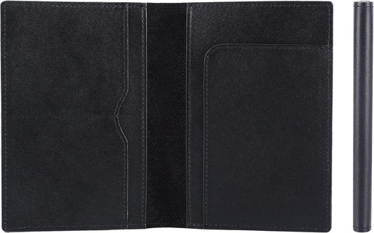 STAR VISTA Albatross Leather Travel Passport Holder, Minimalist Design, Calfskin Leather Case for Women and Men - Slim Passport Wallet, Bifold, RFID Blocking, Black