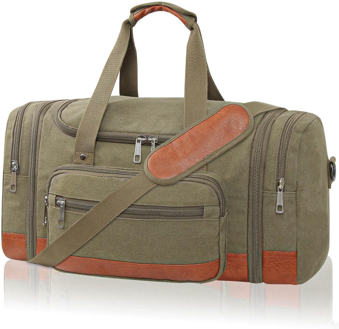 Men'S Duffle Bag For Travel, Expandable Canvas Duffel Bags Overnight Weekend Gym Carry On Luggage Bag For Men(Green)