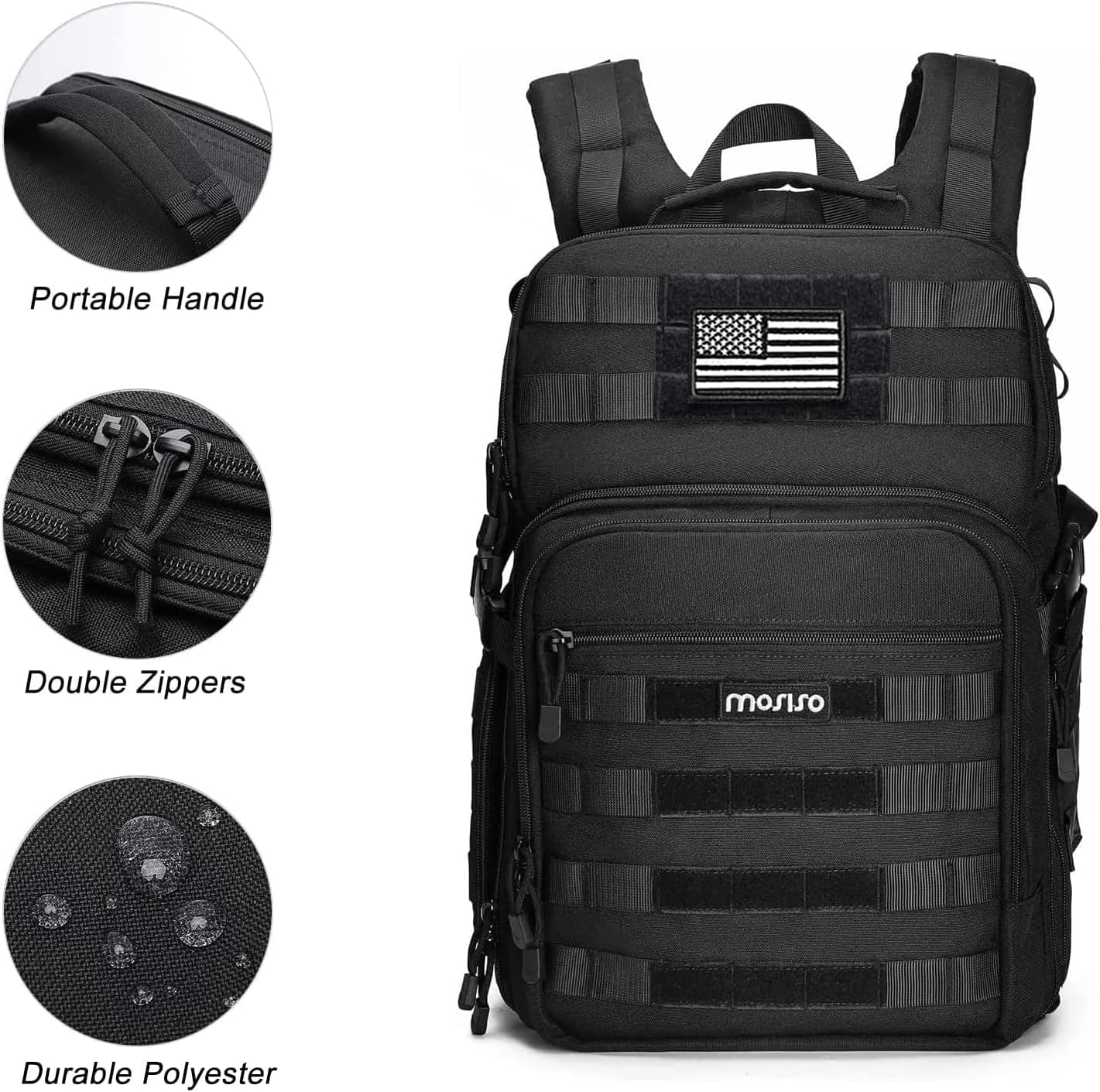 MOSISO Camera Backpack, DSLR/SLR/Mirrorless Tactical Camera Bag Case with Laptop Compartment Compatible with Canon/Nikon/Sony, Black
