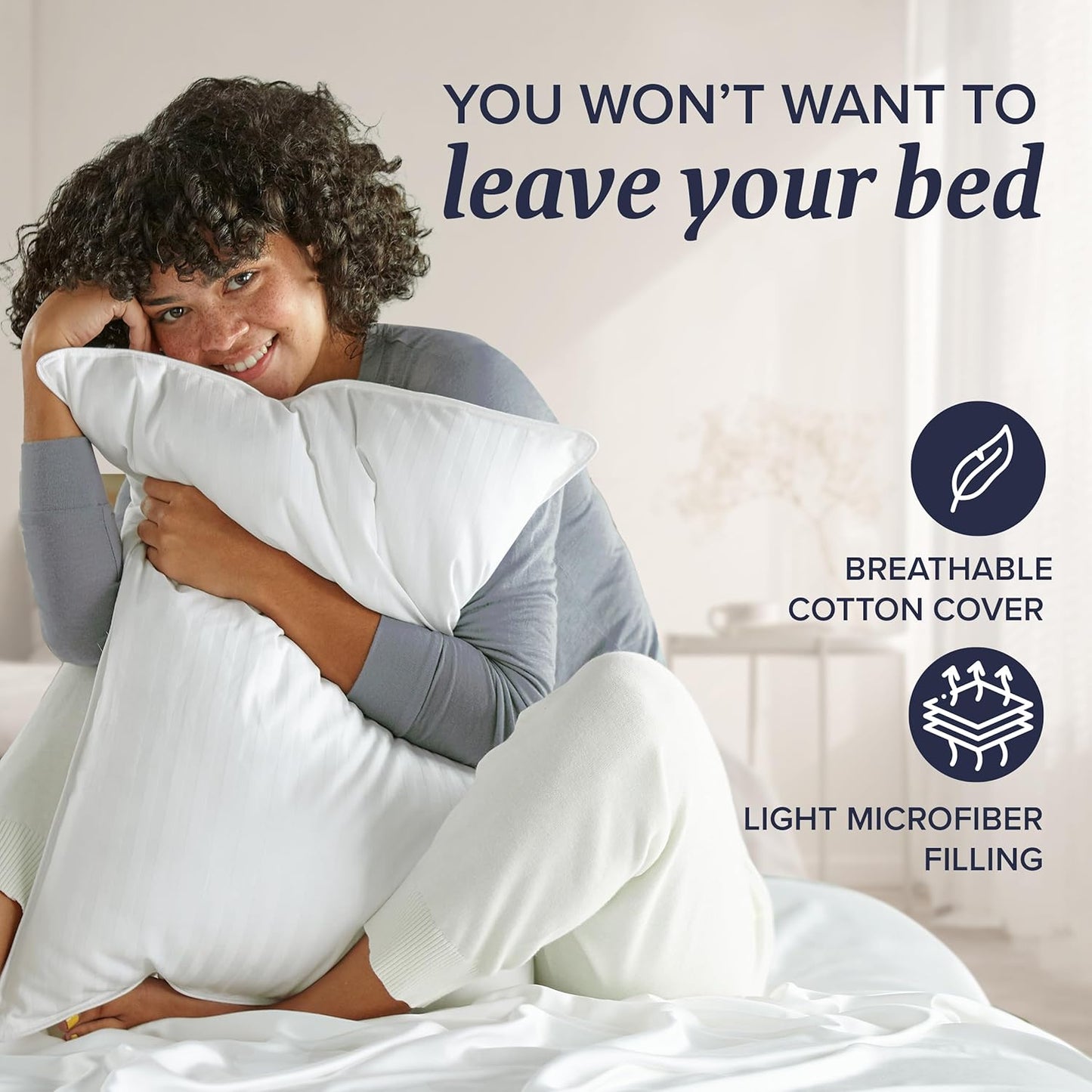 Beckham Hotel Collection Bed Pillows Standard/Queen Size Set of 2 - Original Down Alternative Pillow for Sleeping - Bedding for Back, Stomach or Side Sleepers