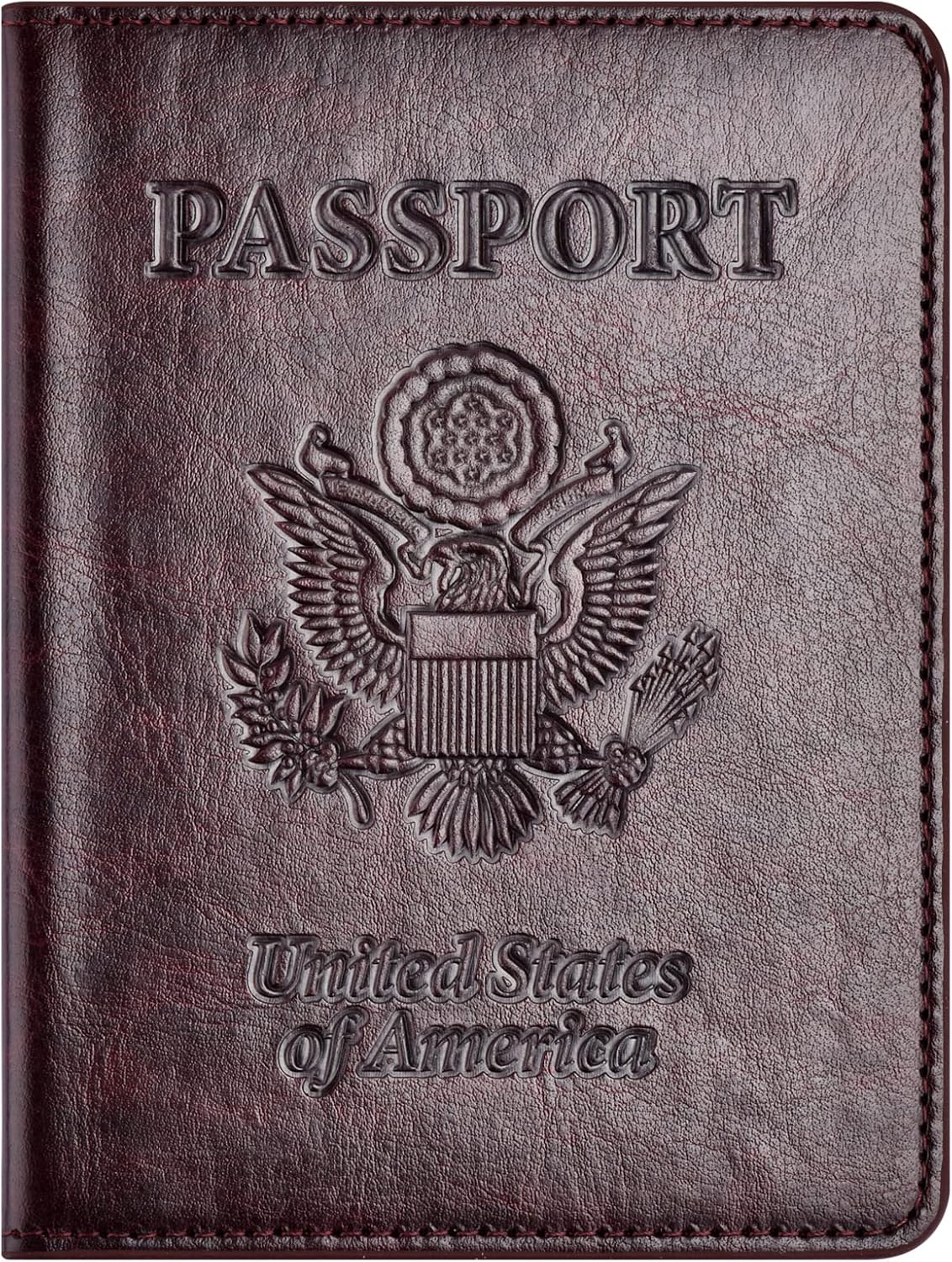 Passport Holder with Vaccine Card Slot Combo, Passport Wallet/ Cover/ Case for Women and Men(BC-Brown)
