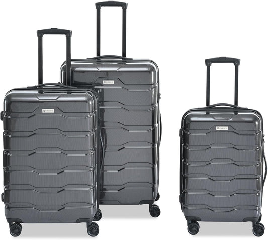 3 Piece Luggage Set, Hardshell Luggage Sets with TSA Lock, PC+ABS Lightweight Suitcase Sets with 360° Spinner Wheels BLACK (20/24/28)