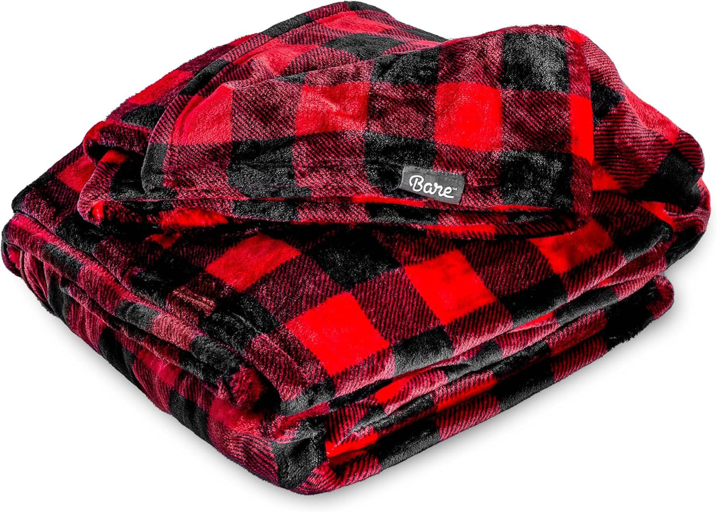 Bare Home Fleece Blanket - King Size - Ultra-Soft Lightweight for Bed, Sofa, and Couch - Luxury Microplush - Cozy Warm Blanket (King, Buffalo Plaid - Red/Black)
