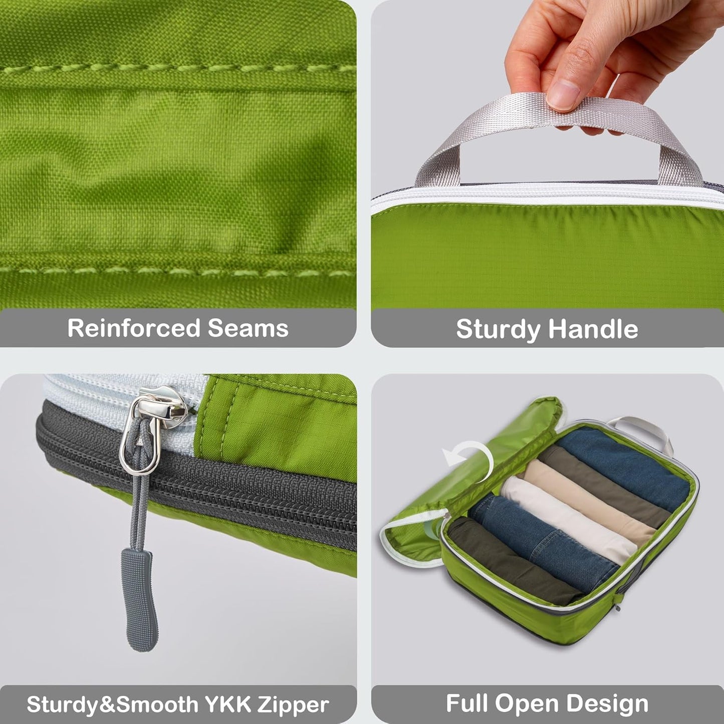 Cipway Compression Packing Cubes, Ultralight Luggage Organizer Bags with Laundry Bags and Clear Toiletries Bag, Travel Essentials for Carry on Suitcase (6 Piece,Green)