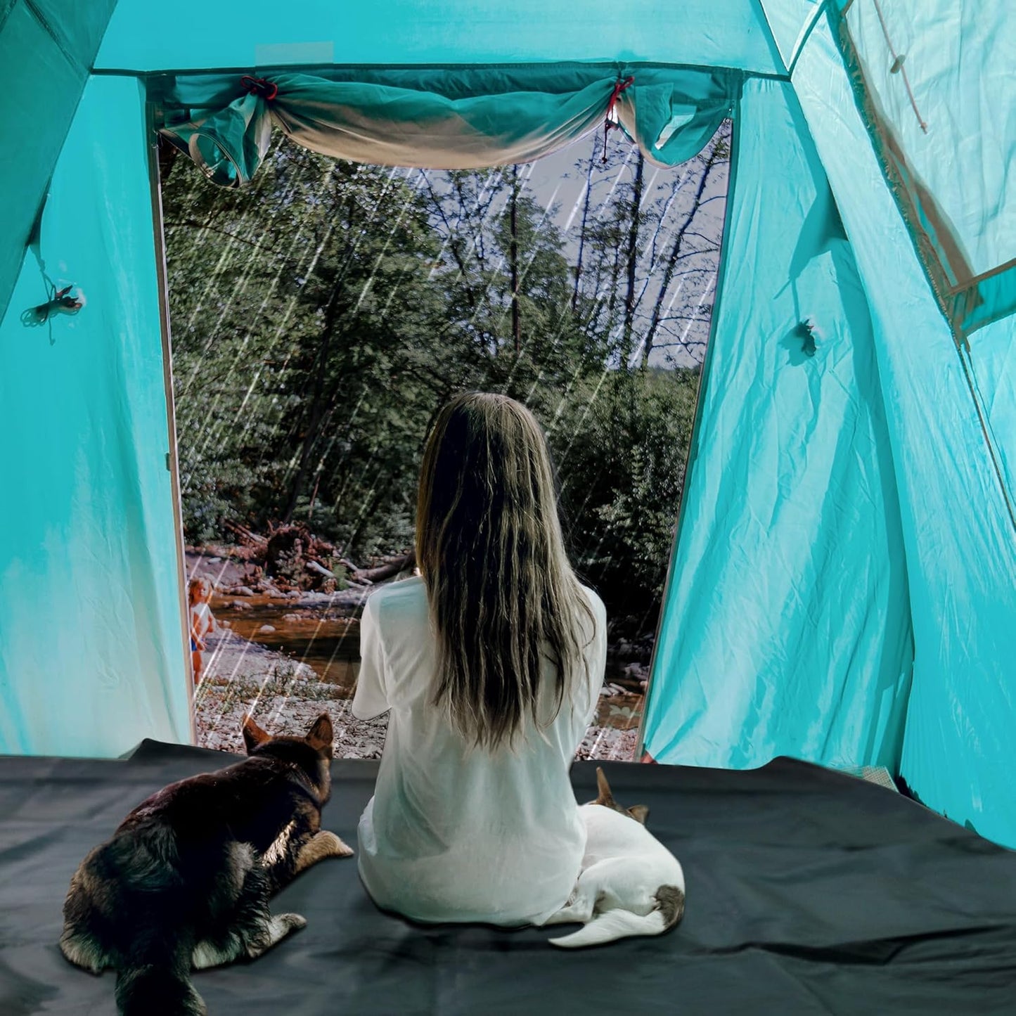 Camping Tent Footprint - 86'' x 59'', Waterproof Ground Sheet Mat for Tent - Ultralight Tarp for Hiking, Backpacking, and Beach Use