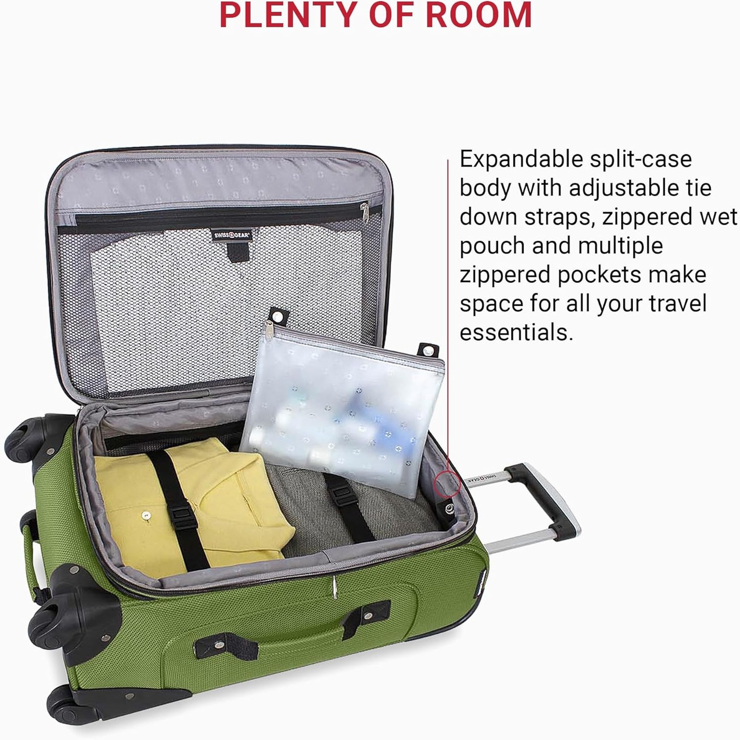 SwissGear Sion Softside Expandable Luggage, Evergreen, 2-Piece Set (21/29)