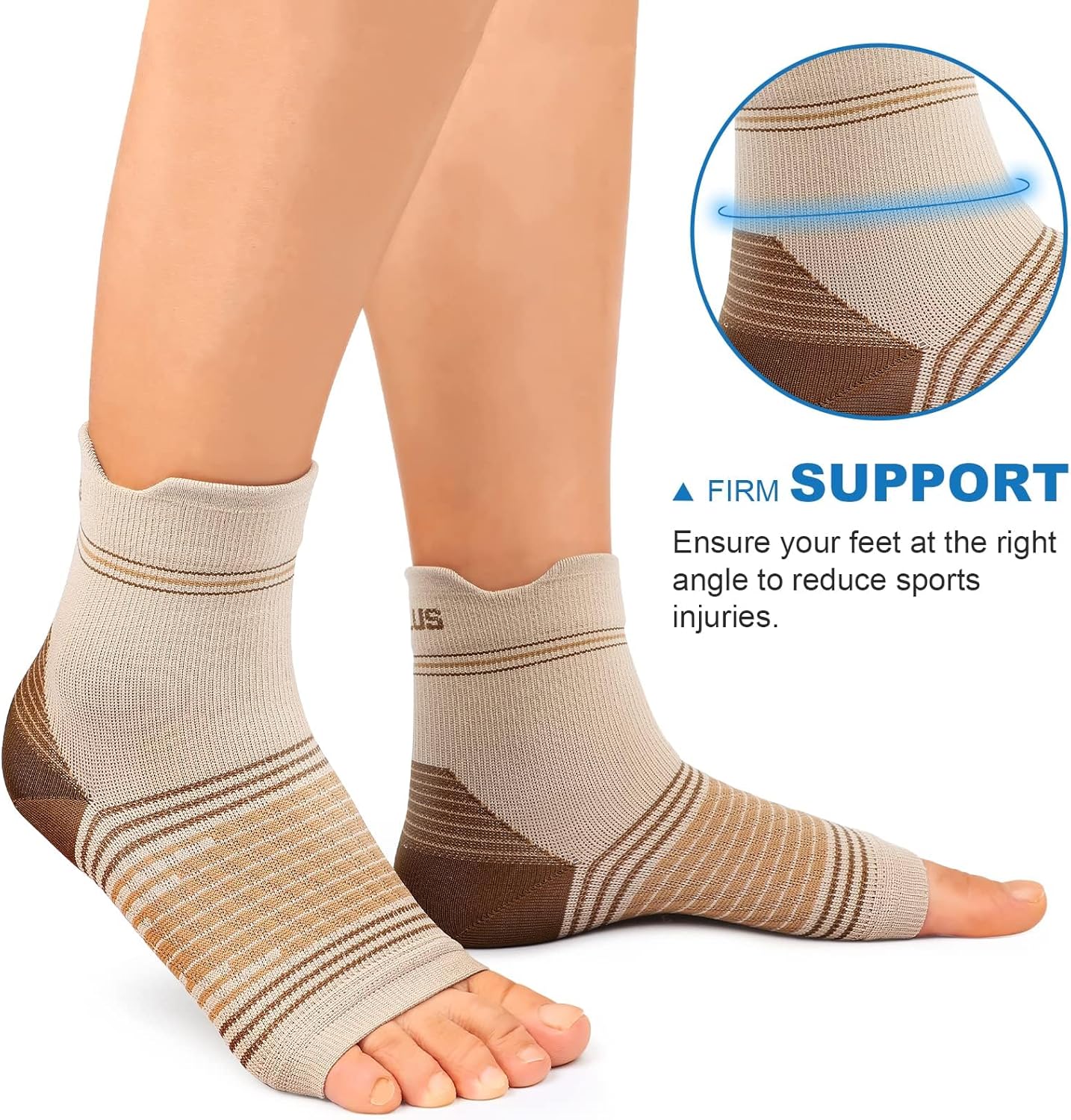 Plantar Fasciitis Sock (6 Pairs) for Men and Women, Compression Foot Sleeves with Arch and Ankle Support (Black, Nude, Navy, Large)