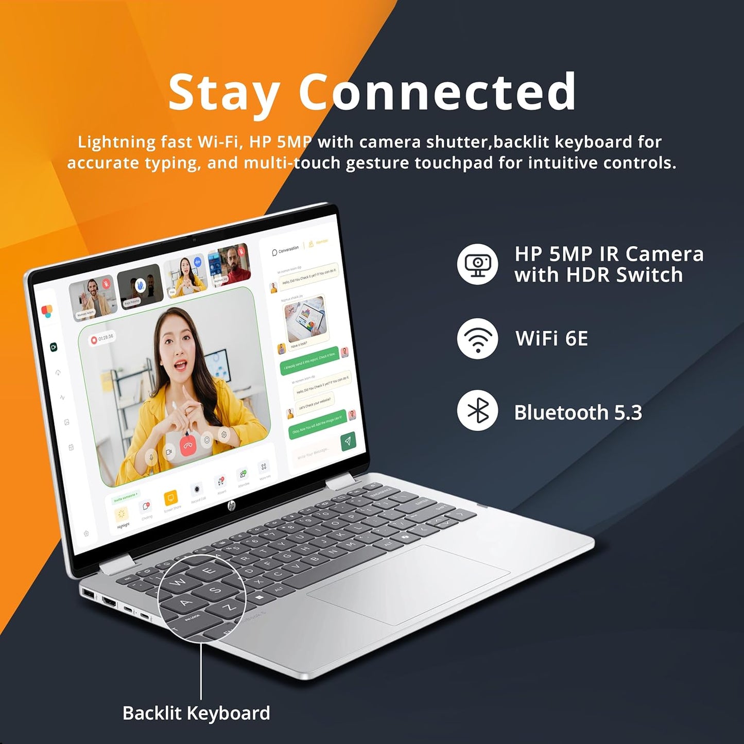 HP OmniBook 5 Flip 2-in-1 14" 2K Touchscreen Laptop, Intel 7 150U, 16GB LPDDR5, 1.16TB Storage(1TB SSD+160GB Docking Station Set), Backlit Keyboard, 5MP IR Camera, Wi-Fi 6E, Windows 11 Pro, Silver