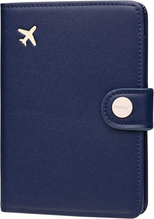 ZOPPEN Passport Holder Women Men, Passport Cover Travel Wallet Rfid Blocking Passport Wallet Cover Case Travel Essentials Document Organizer, Navy Blue