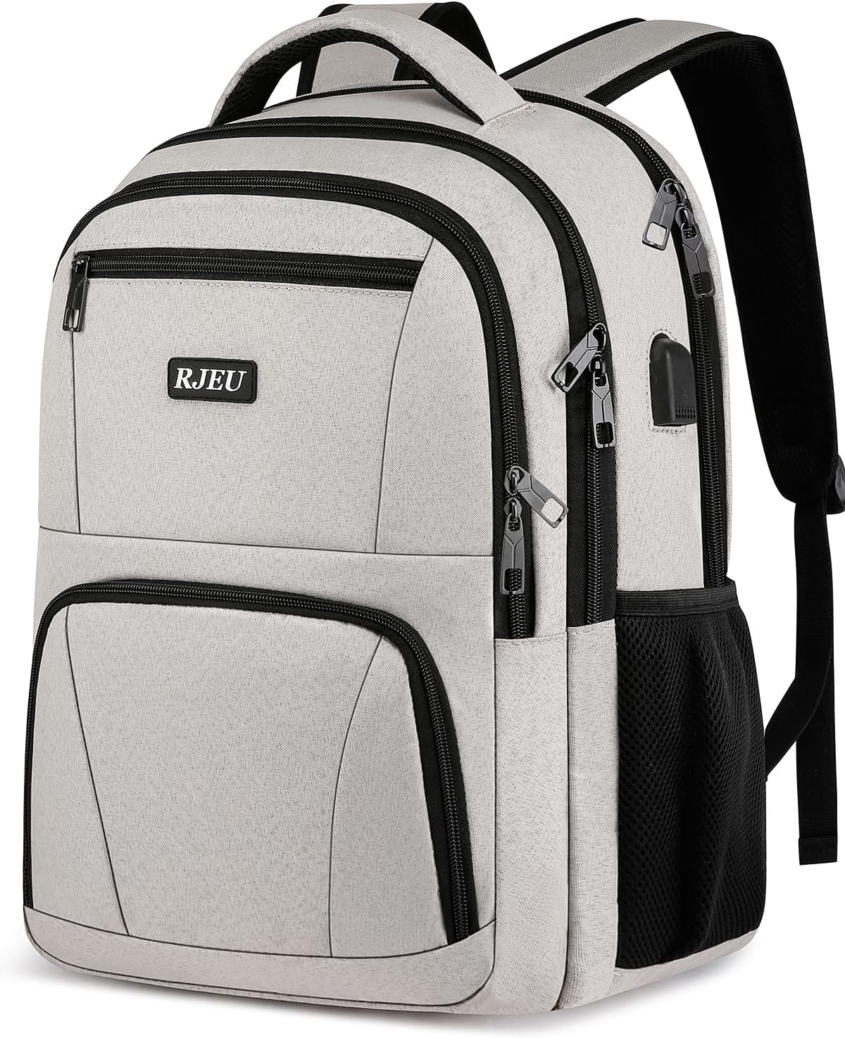 School Backpack for Teens Girls & Women, College Bookbag with 15.6 Inch Laptop Sleeve, 3 Compartments School Backpack, Ergonomic Straps - Beige