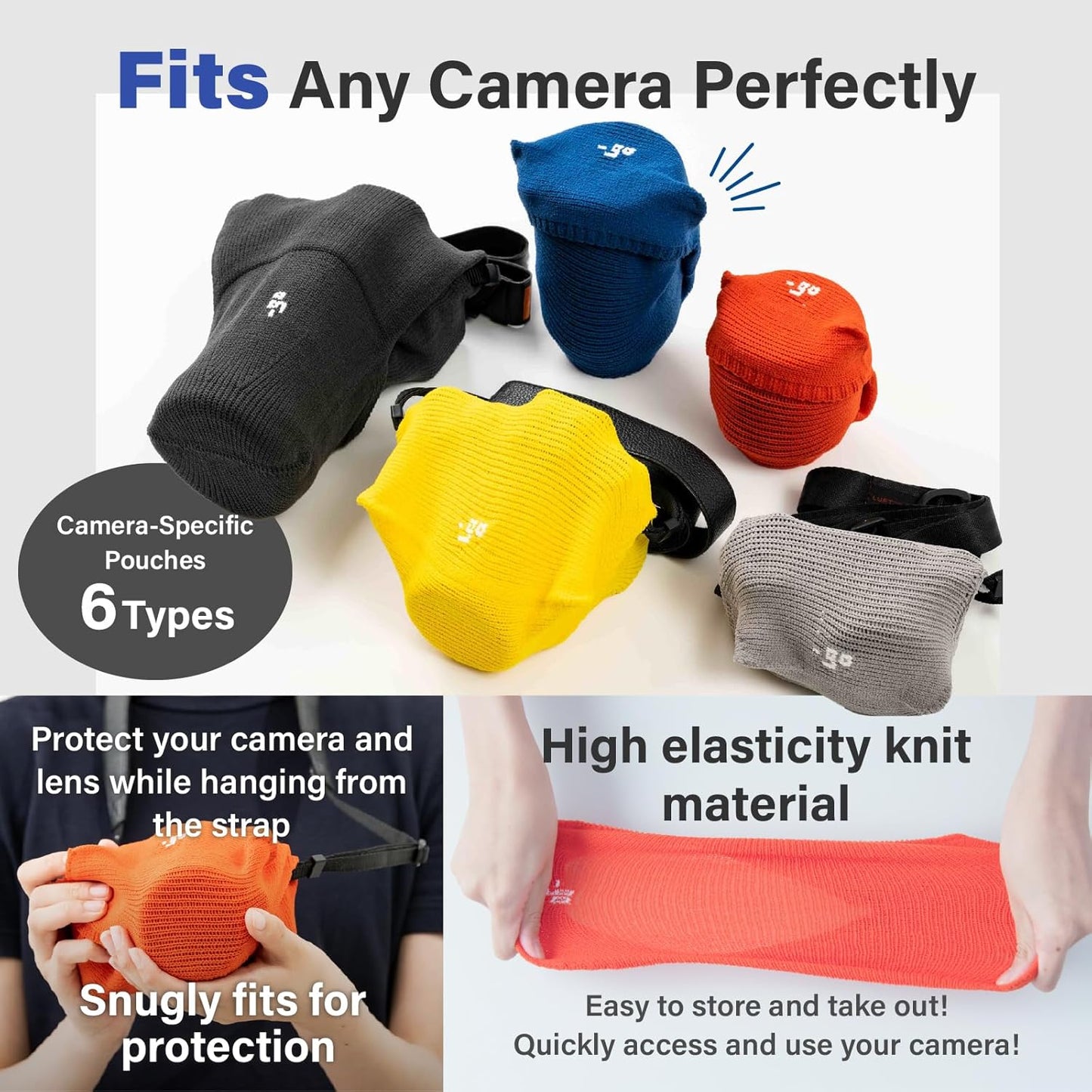 Camera Cover, Polygon W, Made in Japan, L size, Light Gray