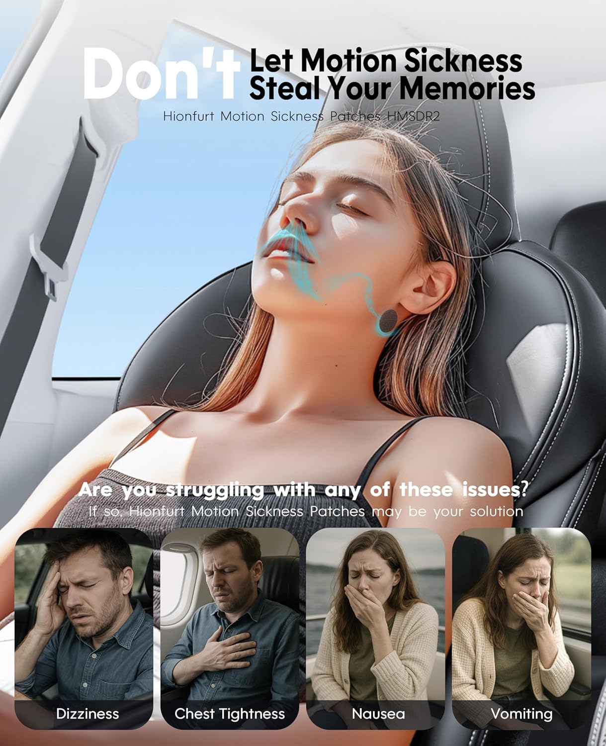 HMSDR2 64ct Motion Sickness Patches with Plant Essence – Lemon – Sea Sickness Patches for Cruise, Car, Airplane – Non-Drowsy, 72H Lasting