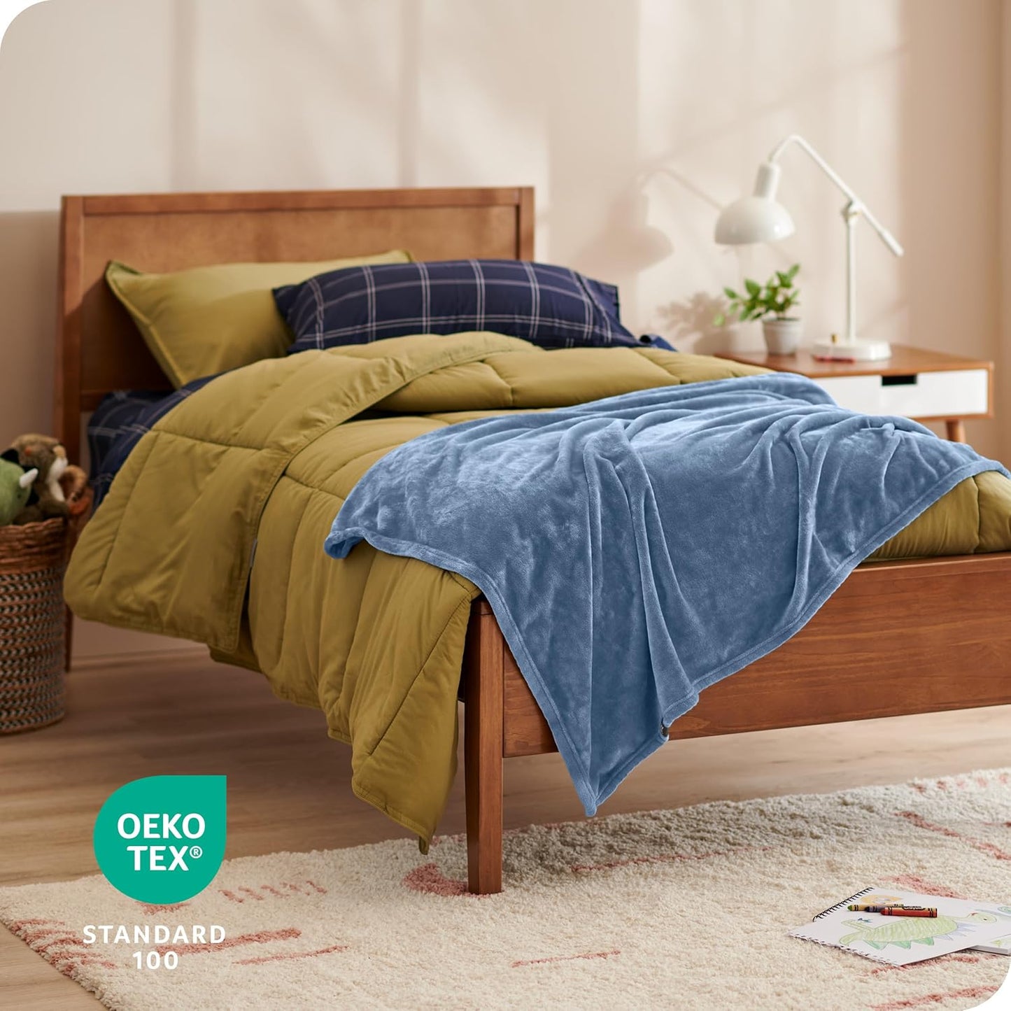 Bare Home Fleece Blanket - Kid Size - Ultra-Soft Lightweight for Bed, Sofa, and Couch - Luxury Microplush - Cozy Warm Blanket (Kid, Coronet Blue)