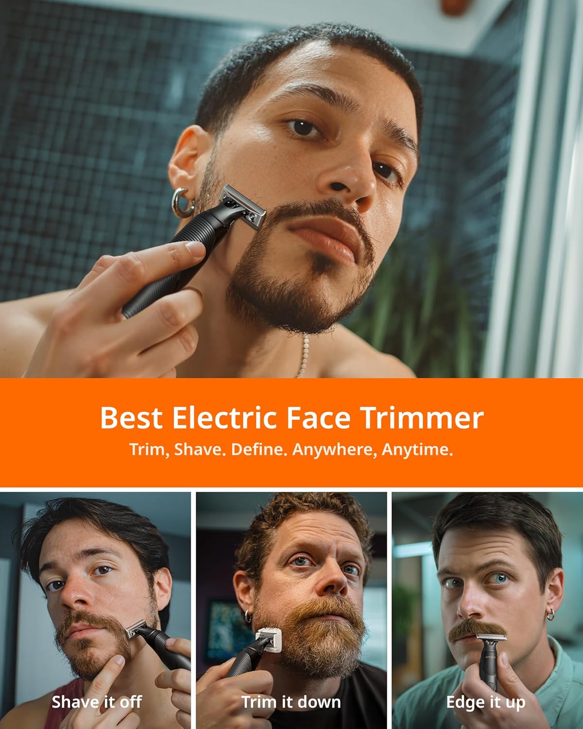 [2025 Upgraded] Body & Nose Hair Trimmer Kit, [All-in-One] Travel Beard Electric Shaver for Men, USB-C Fast Charging, Rechargeable Painless Razor Cordless Waterproof Wet/Dry, Black(Solo)