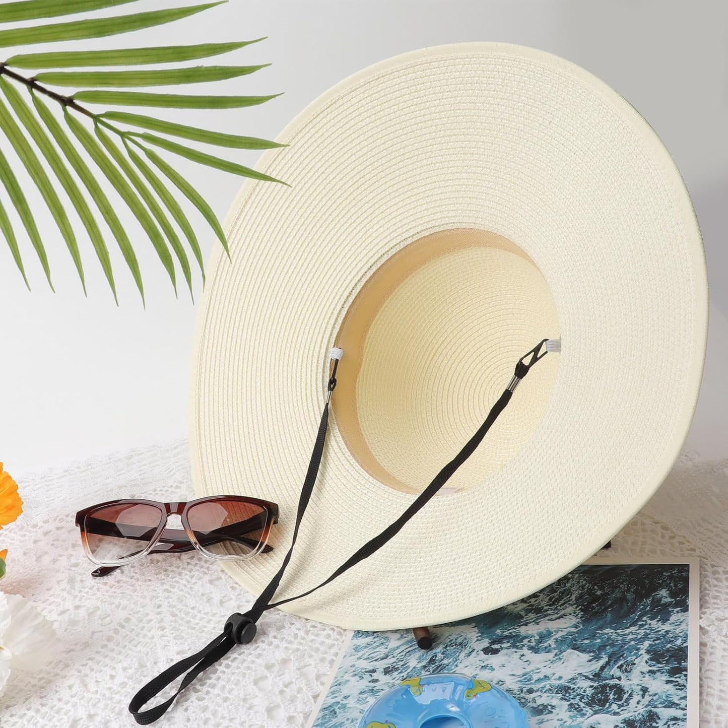 DRESHOW Beach Hats for Women Big Straw Wide Brim Summer Hat Floppy Foldable Roll up Cap Sun Hat UPF 50+