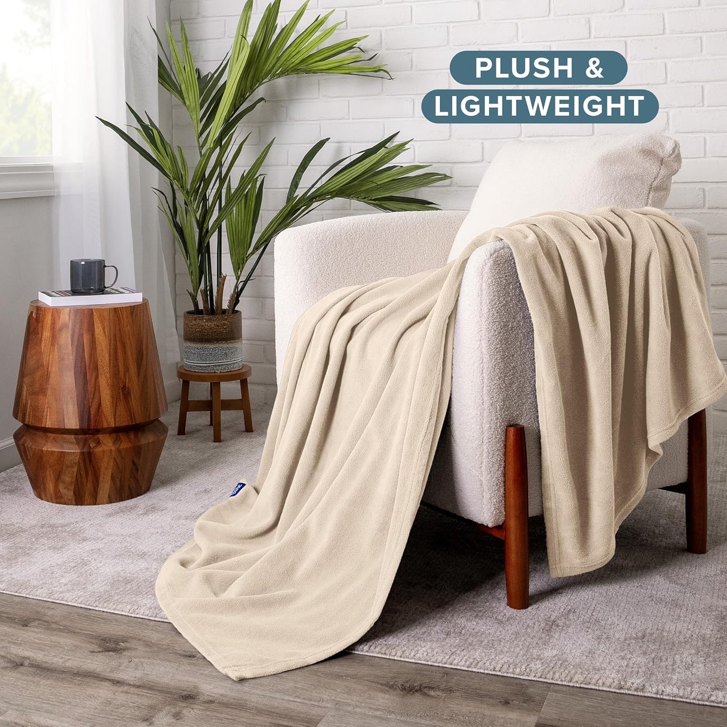 Bare Home Lightweight Polar Fleece Blanket Sand Full/Queen