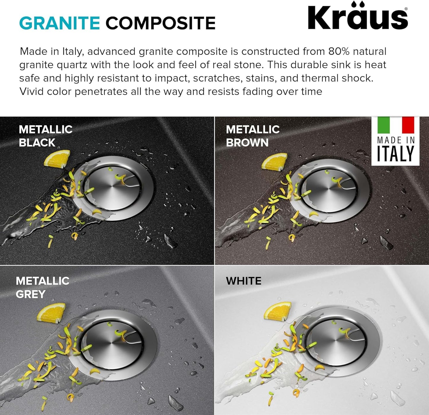 KRAUS Bellucci 25-inch Granite Workstation Drop In Top Mount Single Bowl Kitchen Sink in Metallic Grey with Accessories, KGTW12-25MGR