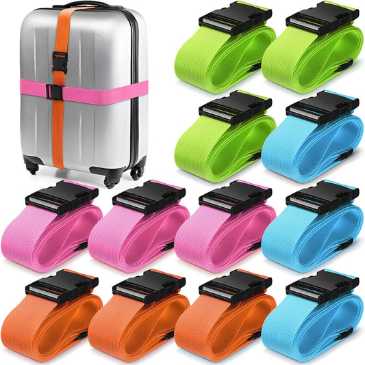Eccliy 12 Pack Luggage Straps Suitcase Belts Wide Adjustable Packing Straps Travel Belts Accessories for Business Packing(Multicolor)