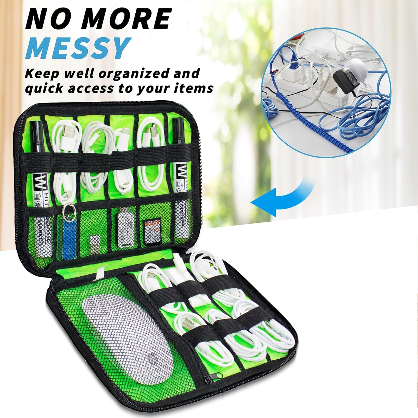 Electronics Organizer,Travel Cord Organizer Pouch, Portable Cable Organizer Bags,Travel Electronic Accessories Storage Case for Cables, Cords, Charger, Phone (Gray)