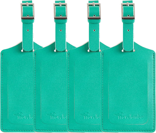 Travelambo Luggage Tags for Suitcases PU Leather Travel Tags Bag Tags Privacy Protection Travel Essentials