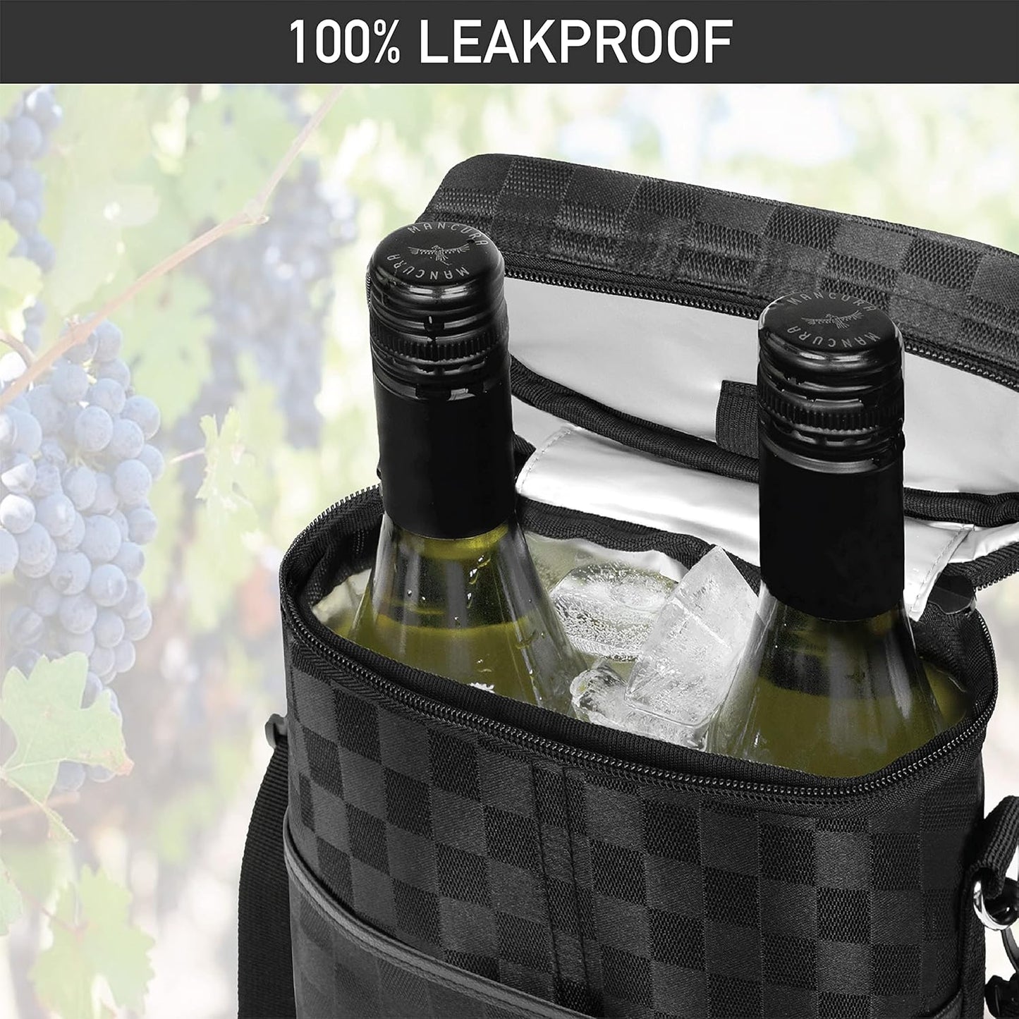 opux 2 Bottle Wine Carrier Tote, Insulated Leakproof Wine Cooler Bag, Wine Travel Bag Tote for Picnic BYOB Beach, Portable Wine Bottle Carrying Case, Gift for Wine Lover Women Men Christmas
