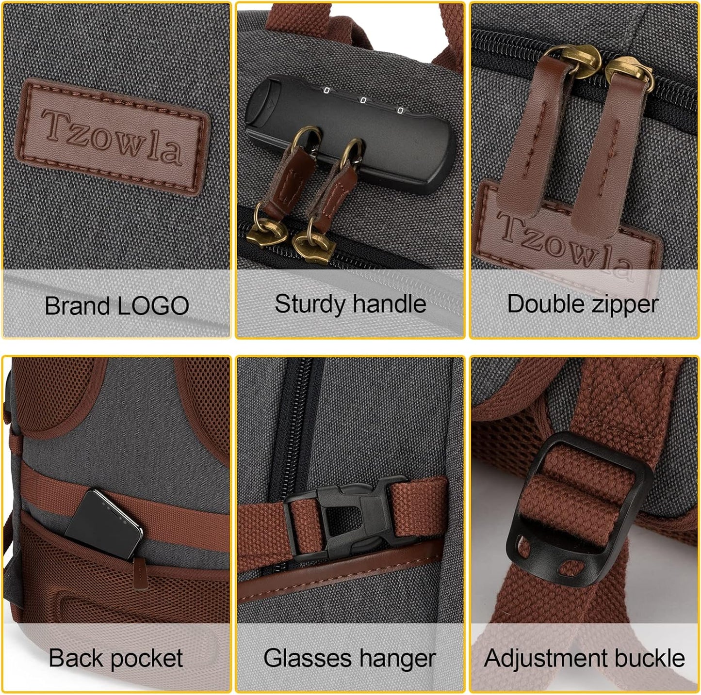 Canvas Laptop Backpack-Anti Theft Bag for Men Women,Rucksack Fits 15.6Inch Laptop, Work Travel Bookbag with USB Charging Port and Lock