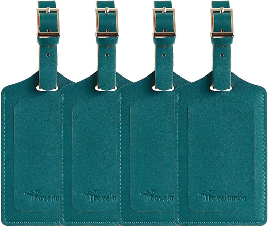 Travelambo Luggage Tags for Suitcases PU Leather Travel Tags Bag Tags Privacy Protection Travel Essentials