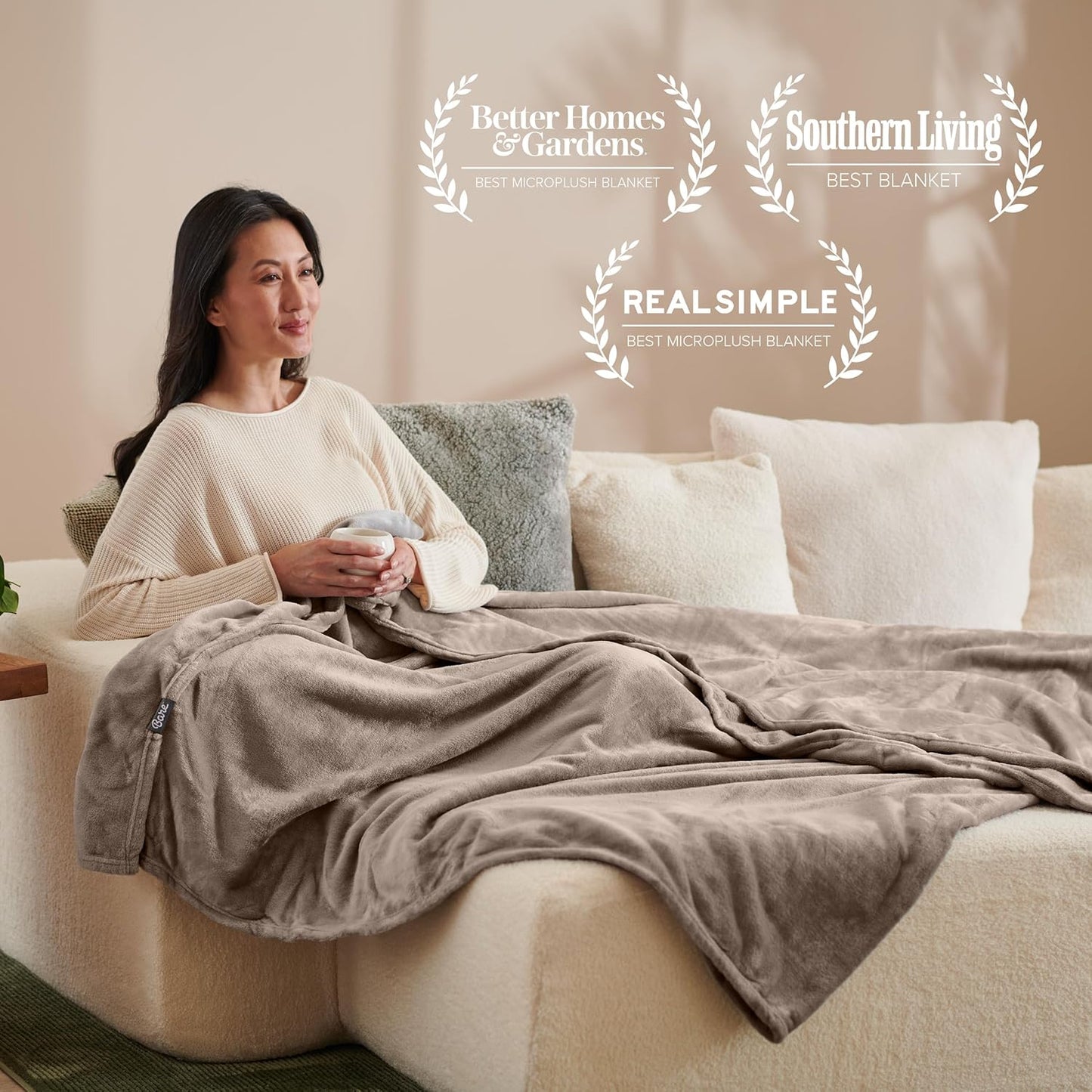 Bare Home Fleece Blanket - Full/Queen - Ultra-Soft Lightweight for Bed, Sofa, and Couch - Luxury Microplush - Cozy Warm Blanket (Full/Queen, Taupe)