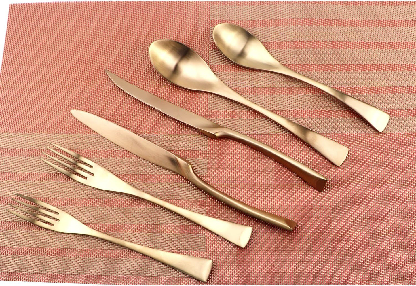 6-Piece Flatware Set,Extra Thick Heavy Duty - 18/10 Stainless Steel Cutlery Sets,High Matte Finish Rose Gold Flatware Sets Service for 1,Multipurpose Use for Home,Kitchen Utensil Sets