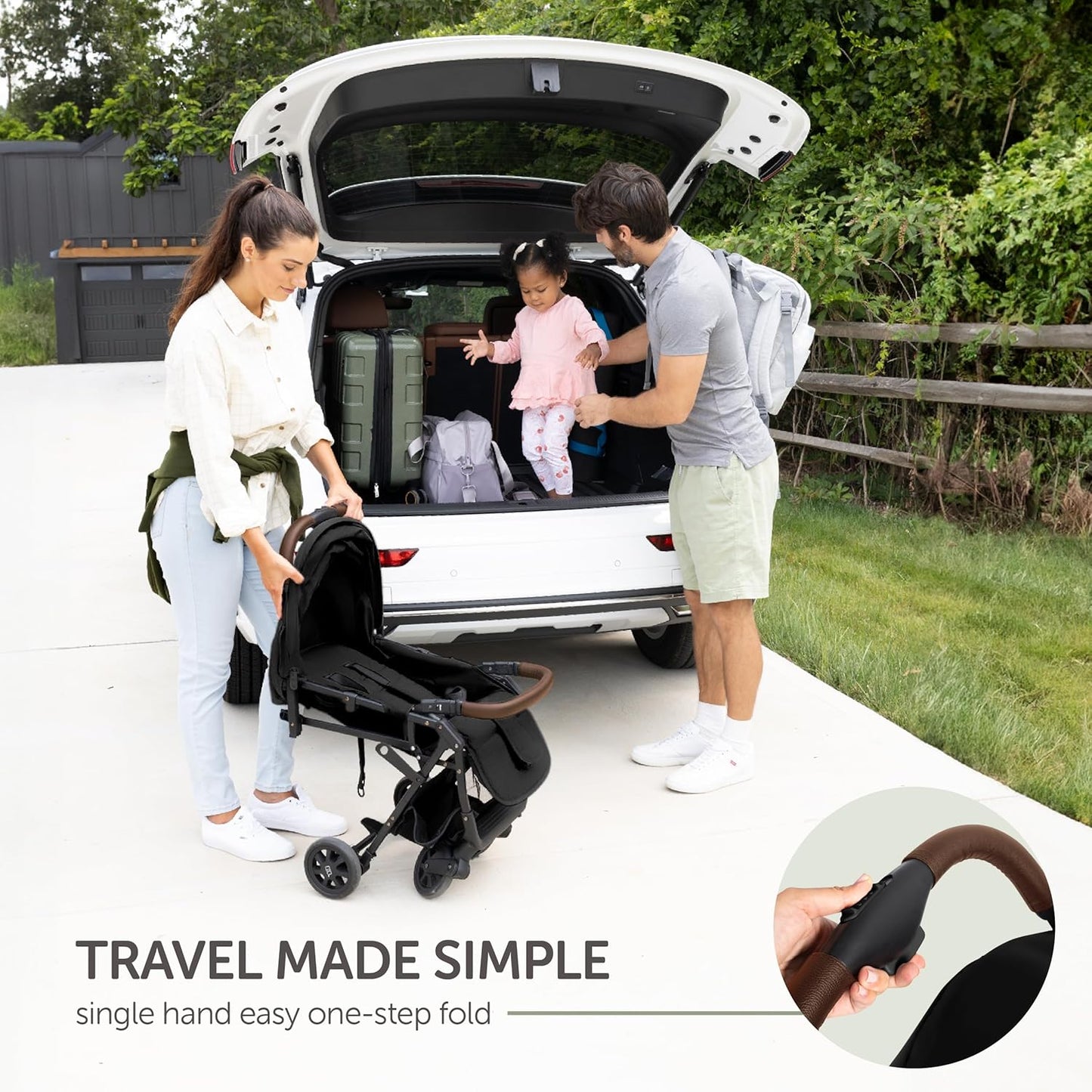Lightweight Travel Stroller for Baby & Toddlers - Easy Fold & Compact Stroller for Airplane with Canopy, Storage Basket, Multi-Position Recline & Convenient One-Hand Fold, Travel Bag Included (Black)