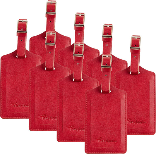 8 Pack Leather Luggage Travel Bag Tags by Travelambo