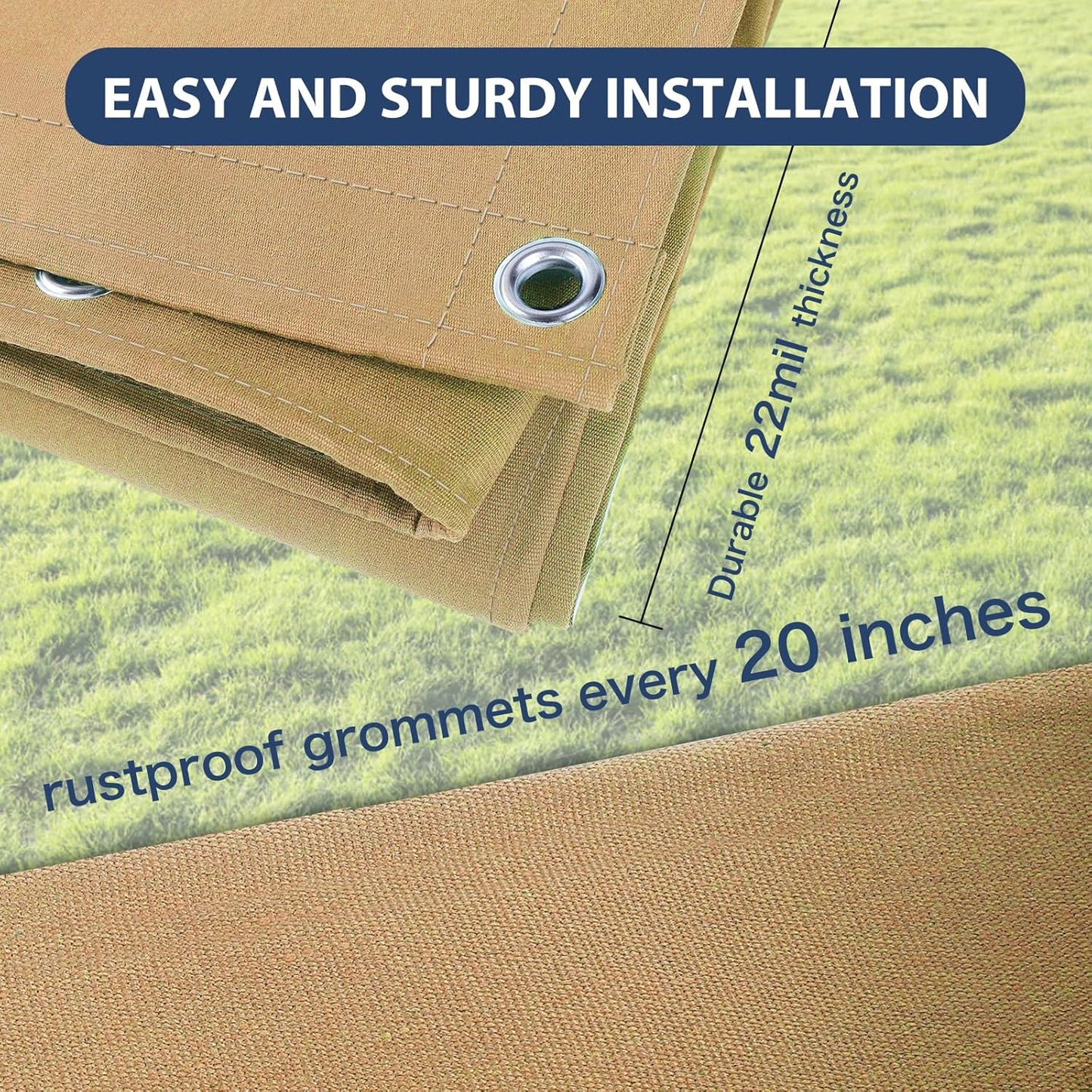 10’x20’ Canvas Tarps Heavy Duty Waterproof Tarpaulins with Aluminum Grommets,UV Resistant, 22Mil Multipurpose Drop Cloth, 14oz Cover Sheet for Outdoor and Indoor Use with Ropes Yellow