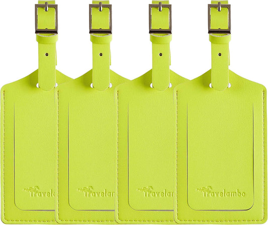 Travelambo Luggage Tags for Suitcases PU Leather Travel Tags Bag Tags Privacy Protection Travel Essentials