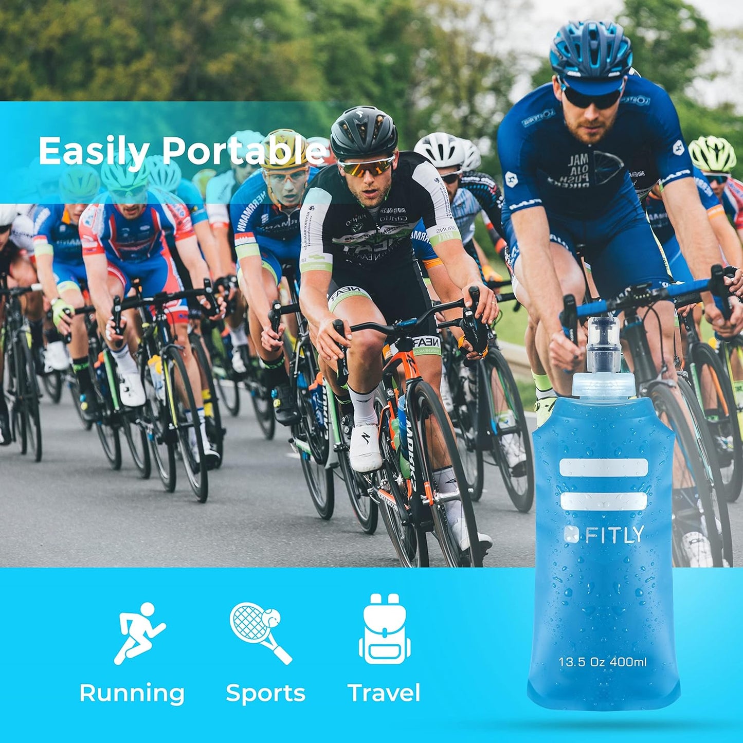 Soft Flask - Shrink As You Drink Soft Water Bottle for Hydration Pack - Folding Water Bottle Ideal for Running, Hiking, Cycling, Climbing & Rigorous Activity