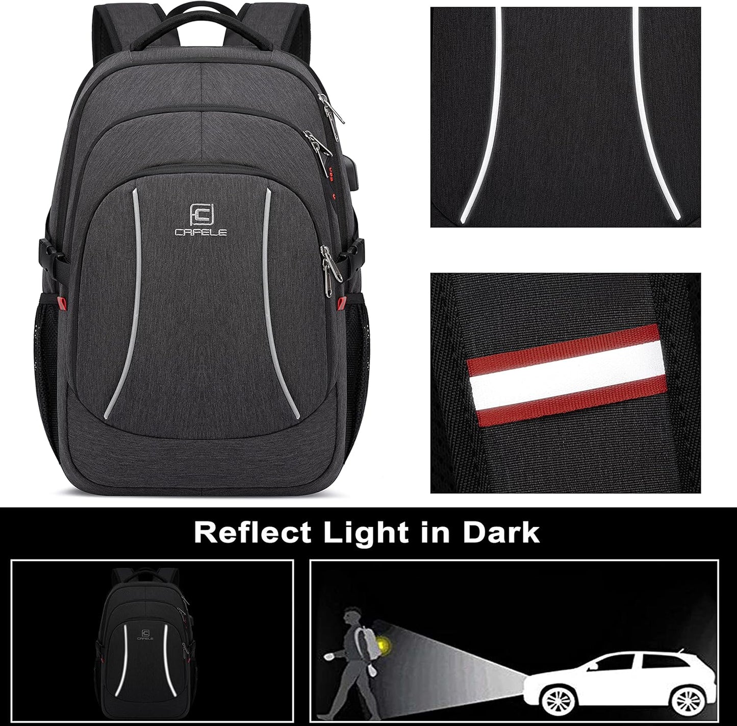 Backpack,17.3in Durable Travel Laptop Backpack, College Backpack,RFID Anti Theft Pocket Big Business Computer Bag,Water Resistant School Bookbag for Teens Men Women,Gifts Grey