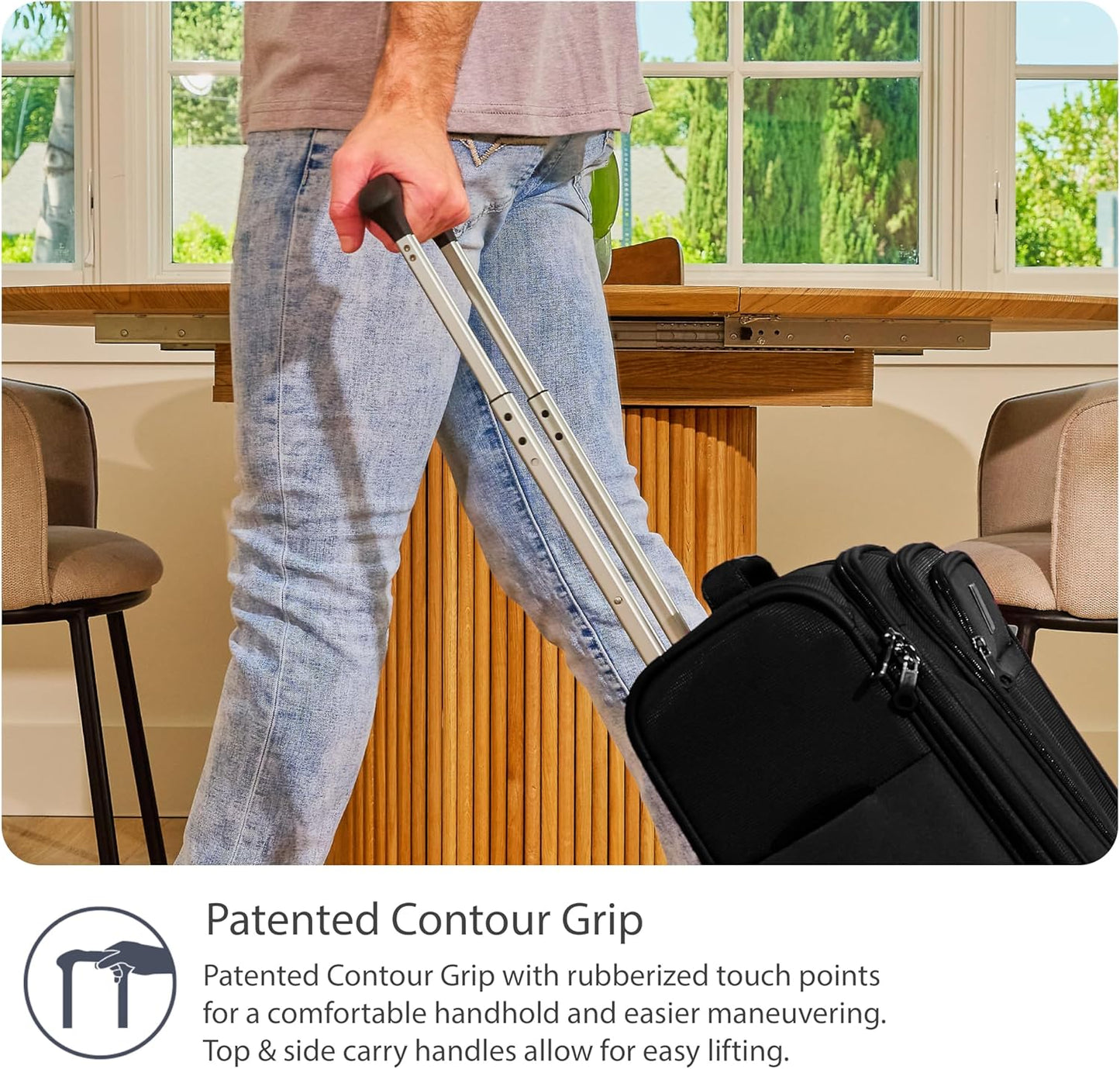 Travelpro Tourlite Softside 25" Expandable Luggage with 4 Spinner Wheels, Lightweight Suitcase, Checked Medium, Black