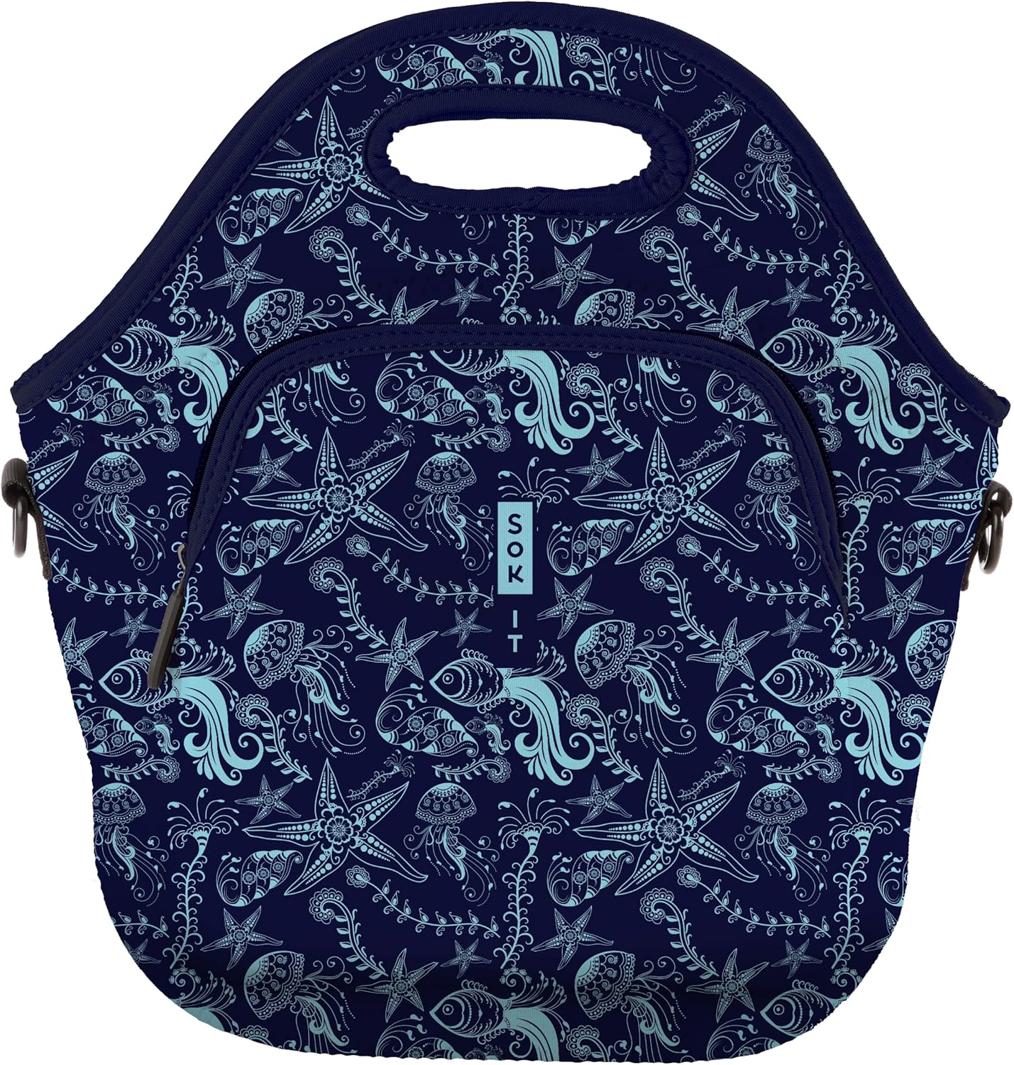 Sok It LunchTote Zippered Bag Insulated Neoprene Caddy (Ocean Oasis, X-Large 6.5 Quart Lunch Tote)