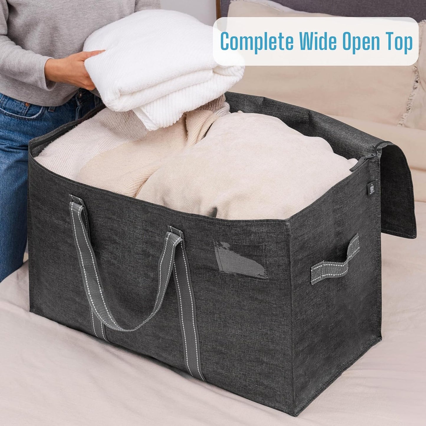 VENO 8 Pack Moving Bags, Heavy Duty, Moving Boxes Alternative, Packing Storage Supplies for Dorm Room Essentials with Zipper for Clothes, Extra Large Totes for Packaging (Dark Gray, 8 Pack)