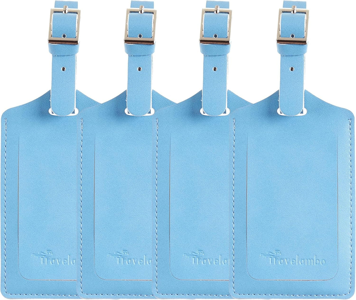 Travelambo Luggage Tags for Suitcases PU Leather Travel Tags Bag Tags Privacy Protection Travel Essentials