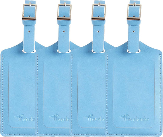 Travelambo Luggage Tags for Suitcases PU Leather Travel Tags Bag Tags Privacy Protection Travel Essentials