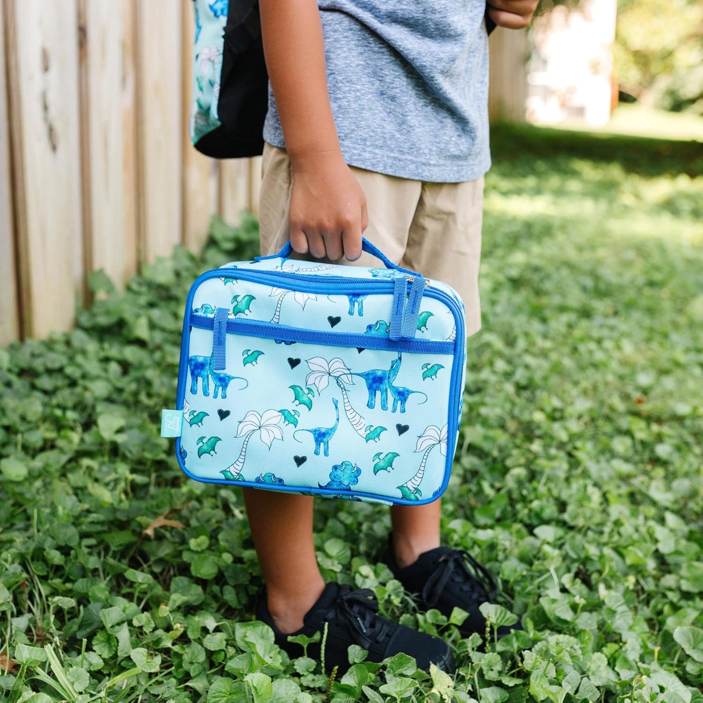 Wildkin JumpOff Jo Insulated Lunch Box – Durable, Reusable for Kids – Blue Dino
