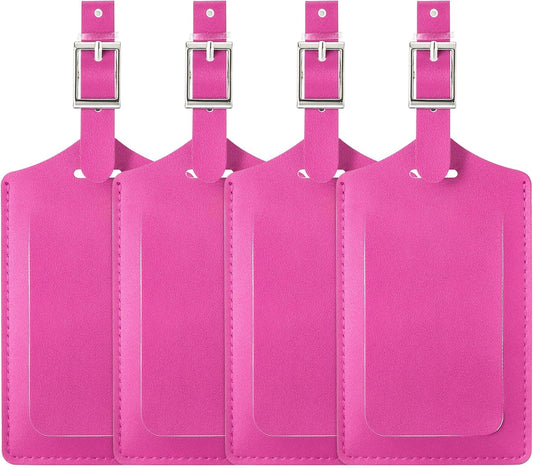 Travelambo Luggage Tags for Suitcases PU Leather Travel Tags Bag Tags Privacy Protection Travel Essentials