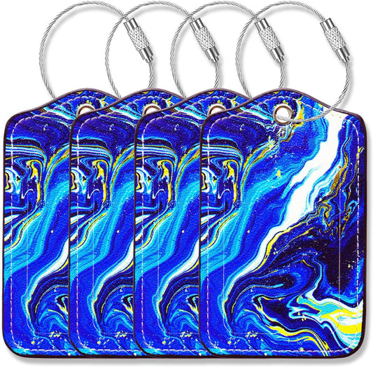 Luggage Tags for Suitcases-Personalized Luggage Tag 4 Pack with Loops Cute Bag/Backpack/Suitcase Tags Travel Essentials for Flying