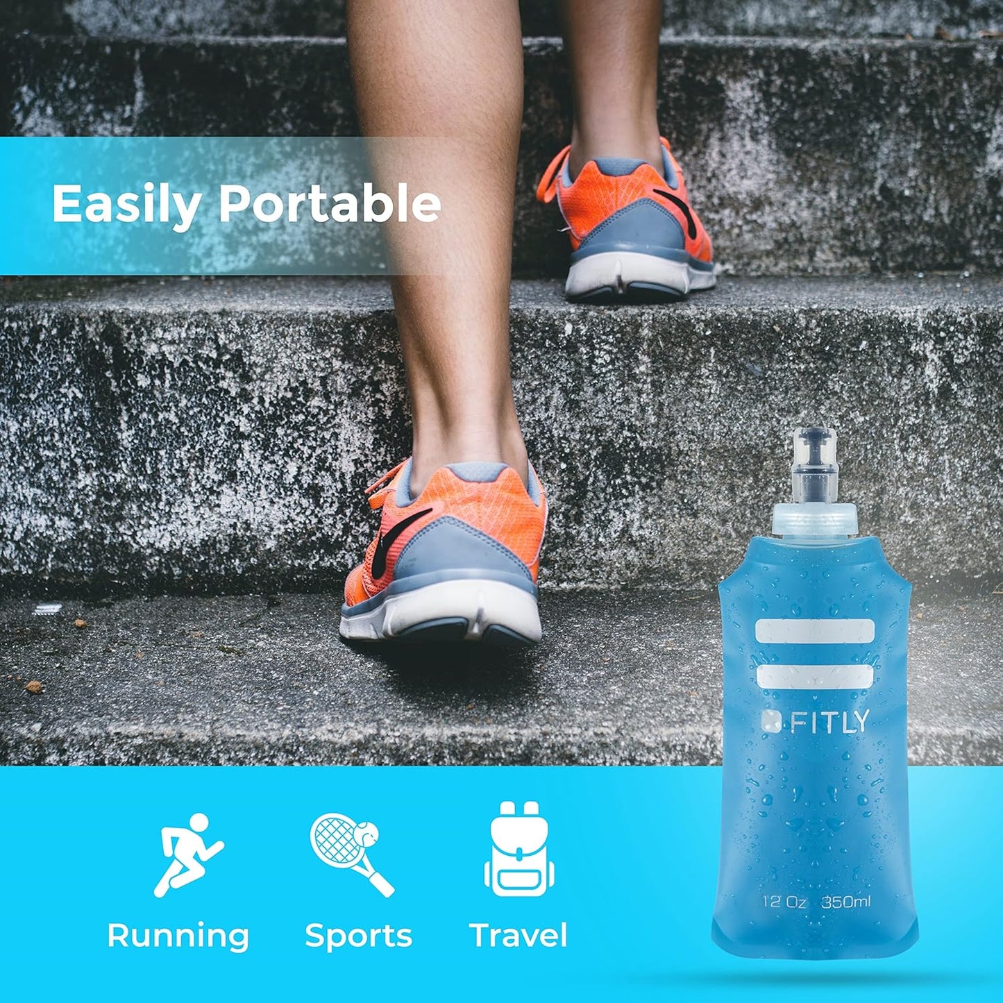 Soft Flask - Shrink As You Drink Soft Water Bottle for Hydration Pack - Folding Water Bottle Ideal for Running, Hiking, Cycling, Climbing & Rigorous Activity