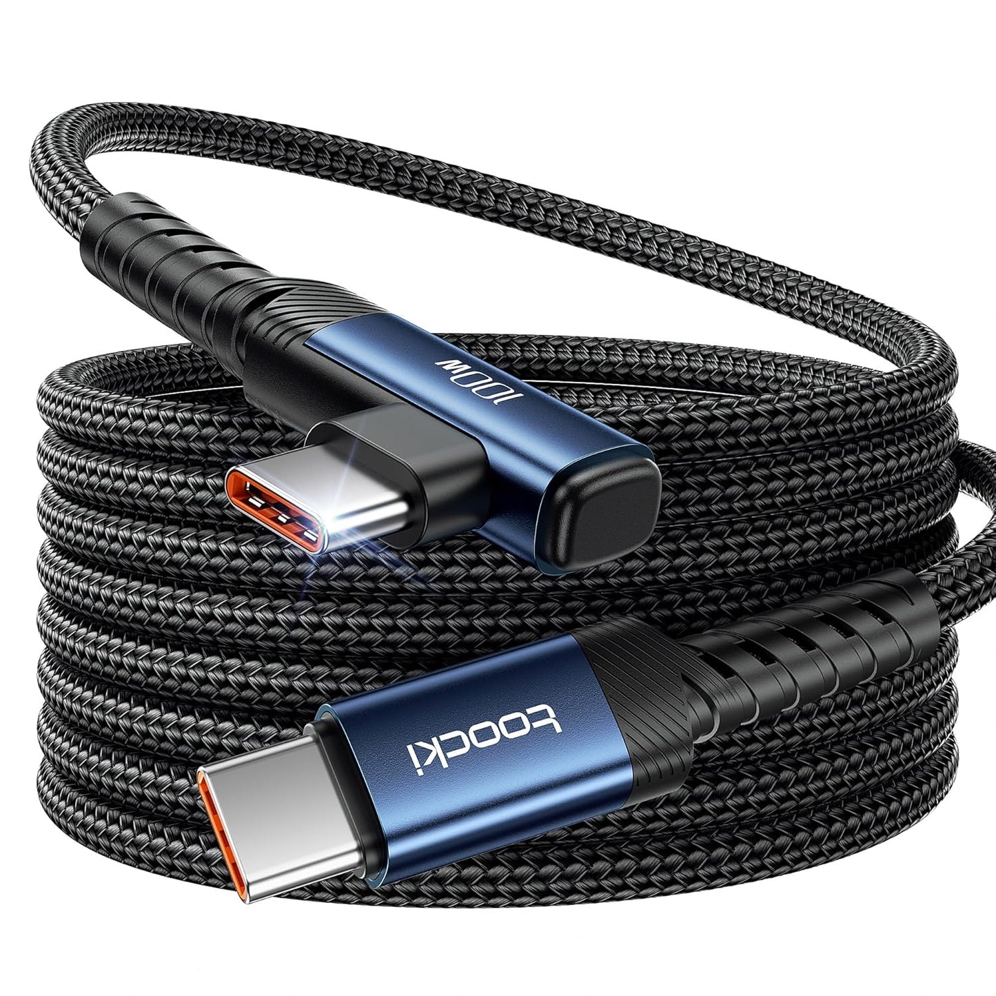 USB C Cable 10ft 100W Right Angle Fast Charging Cord, Nylon Braided USB 2.0 Cable for iPhone 17 16 15 Pro Plus Pro Max Air, iPad Pro, Samsung Galaxy S24 S23, Switch, MacBook Pro, Pixel