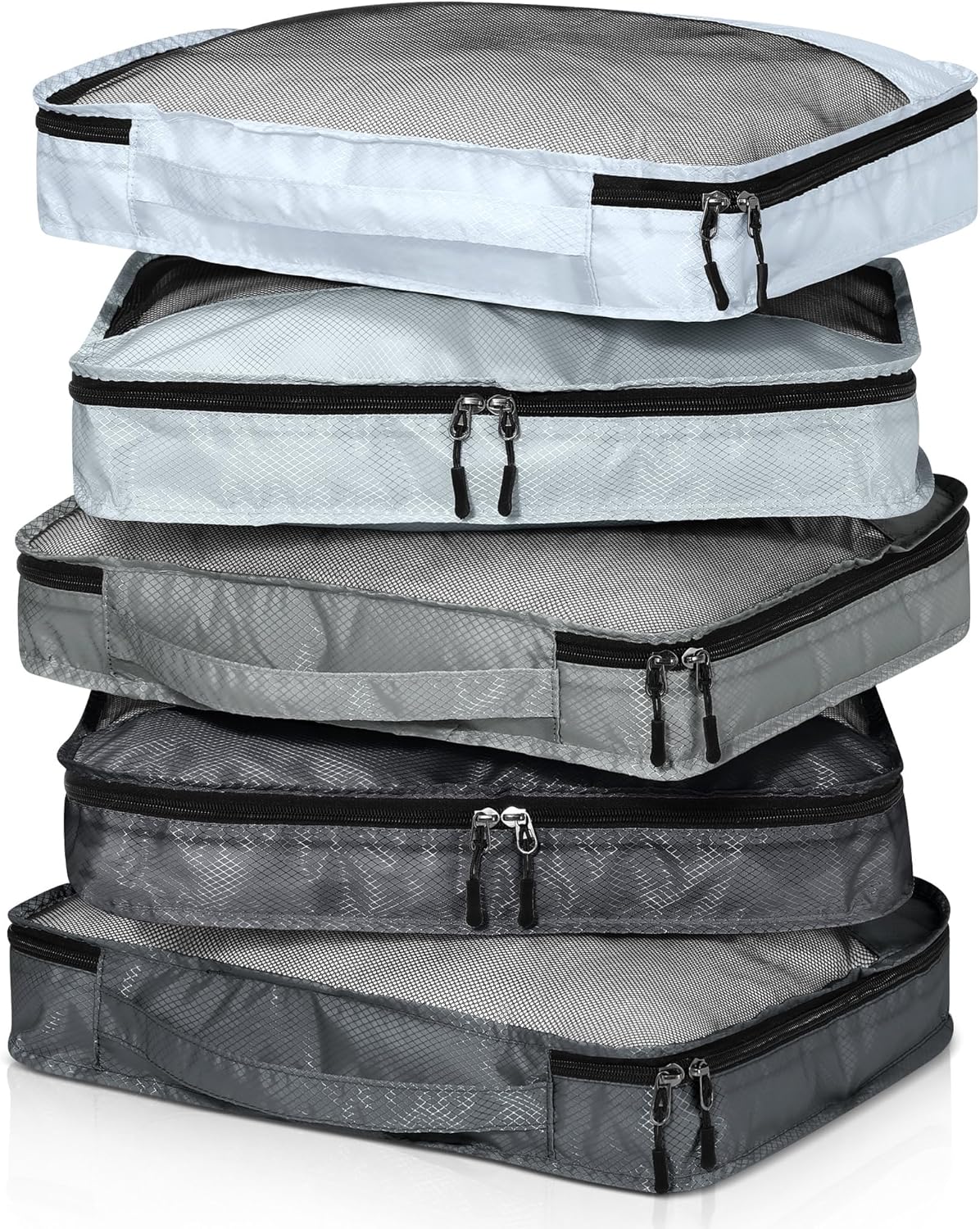 5 Pcs Packing Cubes for Suitcase Large Travel Cubes Carry on Luggage Organizer Bags for Clothes Accessories(M,Gray)