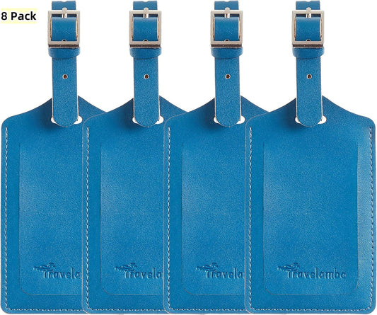 Travelambo Luggage Tags for Suitcases PU Leather Travel Tags Bag Tags Privacy Protection Travel Essentials
