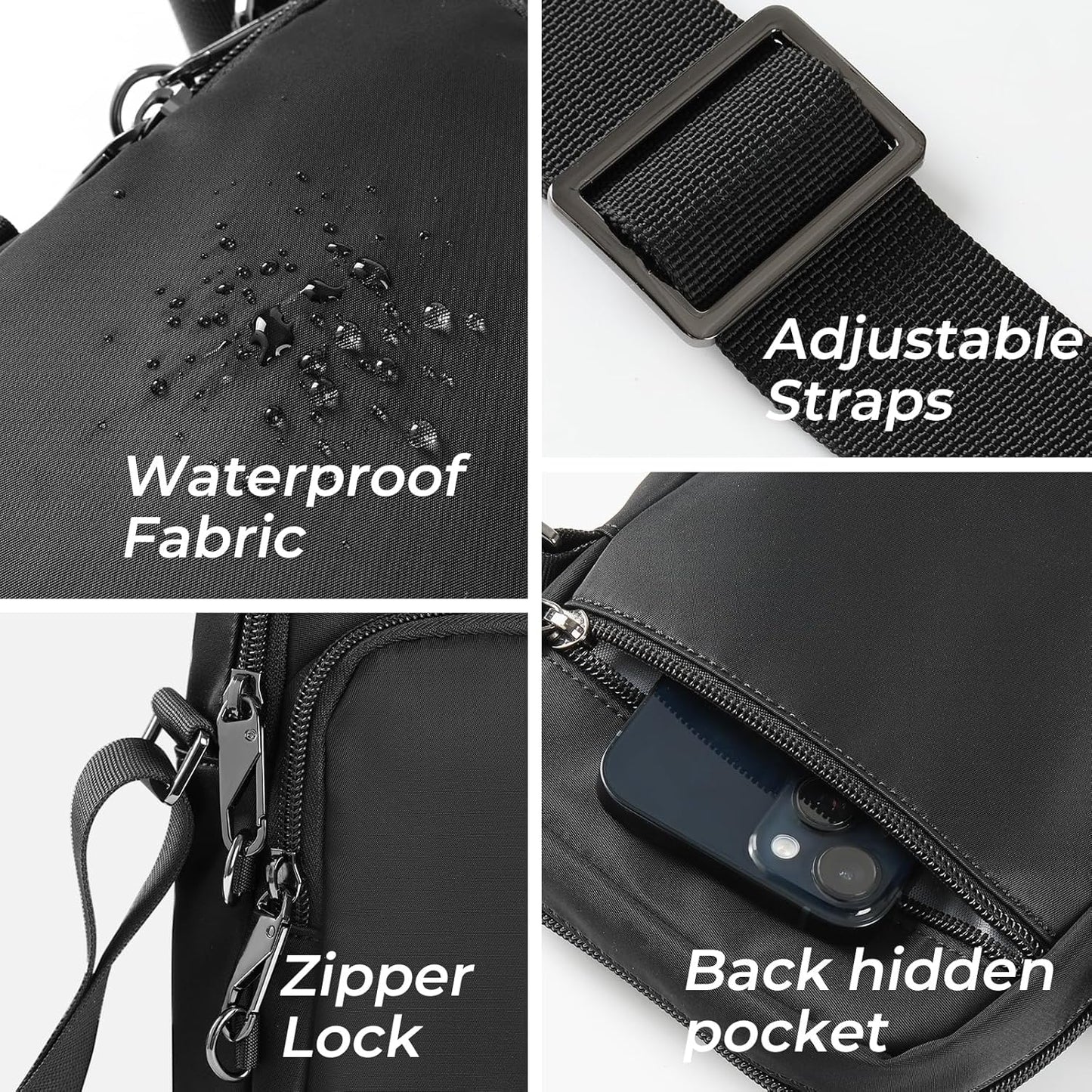 BROADREAM Small Crossbody Bag Men Women, Anti-Theft Crossbody Sling bags - Mini Shoulder Travel Bag for Hiking Sports