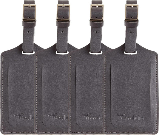 Travelambo Luggage Tags for Suitcases PU Leather Travel Tags Bag Tags Privacy Protection Travel Essentials